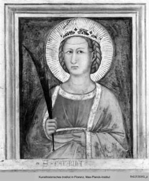 Vier Heilige - Südwand: Halbfiguren der hl. Nikolaus, Katharina von A., Klara und Thekla