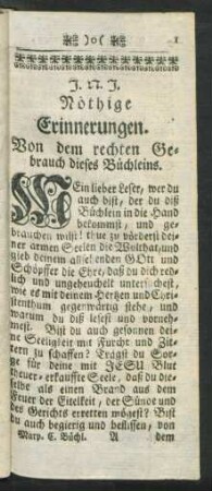 Nöthige Erinnerungen