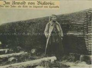 Deutscher Soldat an einem Sägewerk in Czerlonka im Bialowiezer Urwald