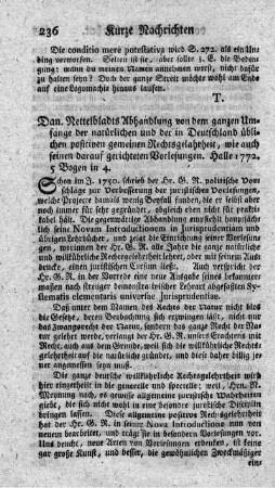 Abhandlung von dem ganzen Umfange der natürlichen und der in Deutschland üblichen positiven gemeinen Rechtsgelahrheit.