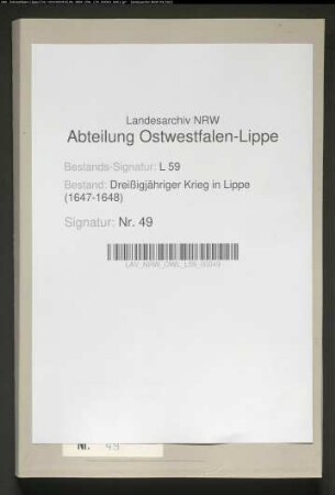 Lippische Kriegslasten anläßlich der hessisch-schwedischen Belagerung von Paderborn