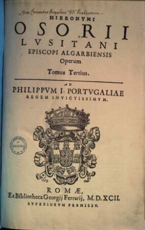 Opera omnia Hieronym. Osorii nepotis, 3