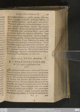 Epistola XXXIV. Bruxellam. R. P. Melchiori Daelhemio, Scholae Augustinianae Praefecto.