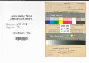 Entnazifizierung Fritz Birkelbach , geb. 15.04.1921 (Polizist)