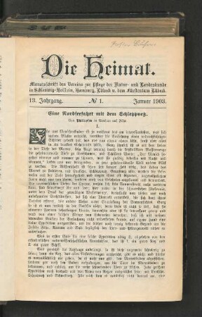 13. Jahrgang. No. 1. Januar 1903.