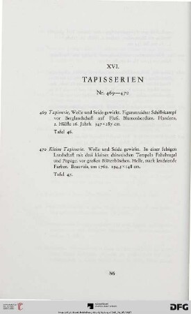 XVII. Tapisserien (Nr. 469-470)