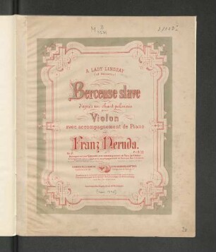 Berceuse slave daprès un chant polonais : pour violon avec accomp. de piano ; op. 11
