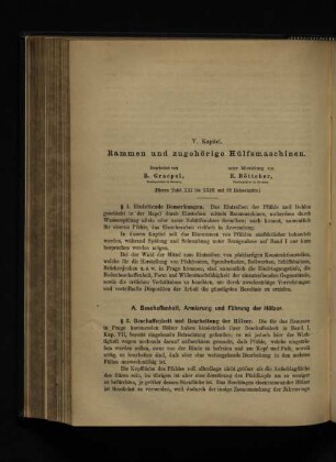 V. Kapitel. Rammen und zugehörige Hülfsmaschinen.