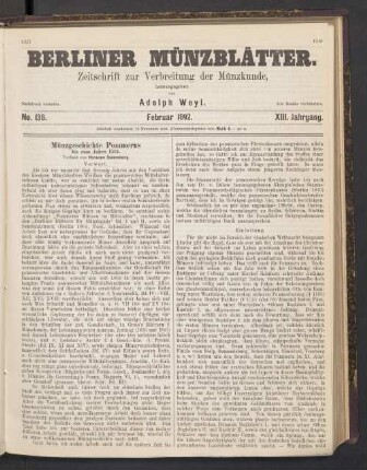 No. 138. Februar 1892