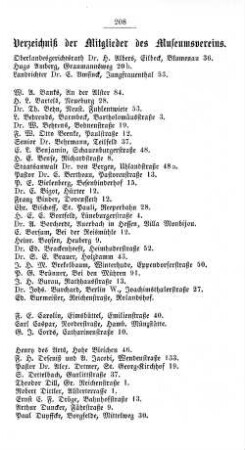 Verzeichniß der Mitglieder des Museumsvereins.