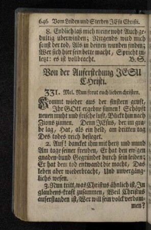 Von der Auferstehung Jesu Christi.