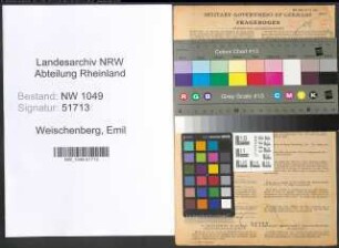 Entnazifizierung Emil Weischenberg , geb. 06.03.1885 ()