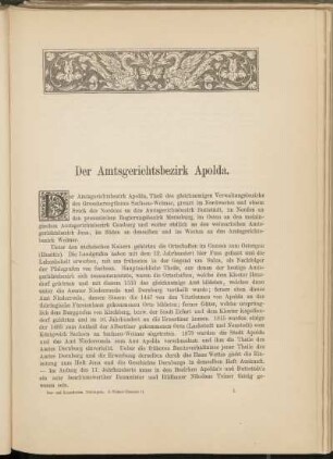 Der Amtsgerichtsbezirk Apolda. [Einleitung]