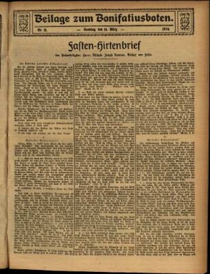 Zweite Ausgabe vom Sonntag, den 16. März 1924.