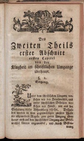 Des Zweiten Theils erster Abschnitt