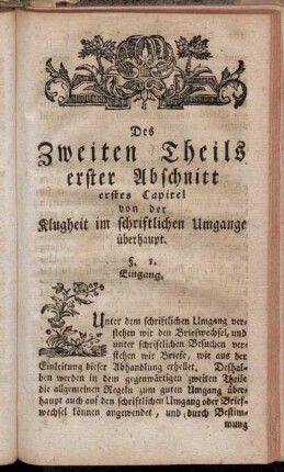 Des Zweiten Theils erster Abschnitt