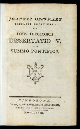 V.: De Summo Pontifice