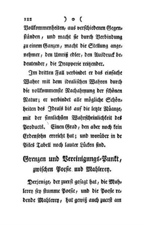 Grenzen und Vereinigungs-Punkt, zwischen Poesie und Mahlerey.