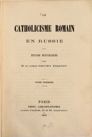 Le catholicisme romain en Russie : études historiques, 1