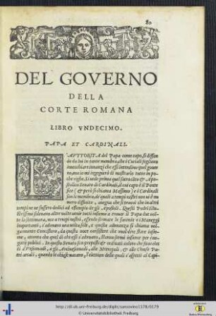 XI. Del Governo Della Corte Romana.