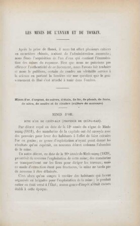 Les mines de l'Annam et du Tonkin