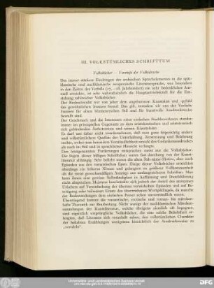 III. Volkstümliches Schrifttum