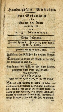 Zweyter, sonst fünfzehnter, Bogen