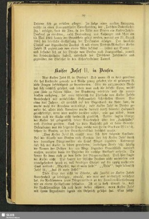 Kaiser Josef II. in Bensen