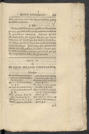 Sect. V. de Iis Quae Bellum Comitantur.