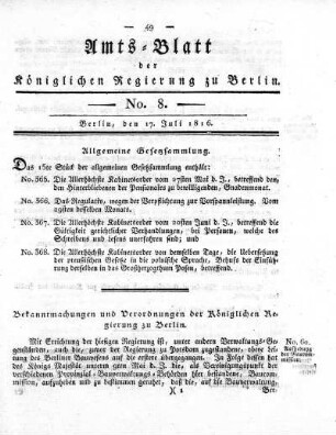 No 8, 17. Juli 1816