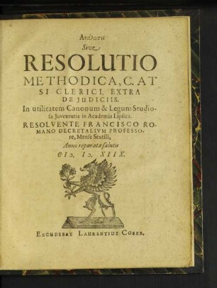 Analysis Sive Resolutio Methodica, C. At Si Clerici, Extra De Iudiciis