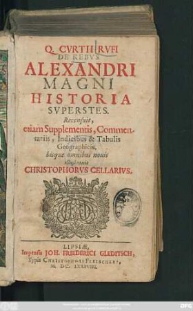 Q. Curtii Rufi De Rebus Alexandri Magni Historia Superstes