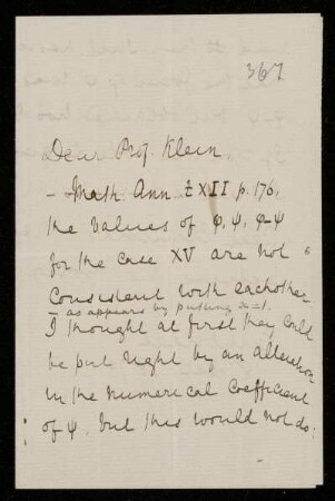 Nr. 3: Briefe von Arthur Cayley an Felix Klein, Cambridge, 18.12.1879