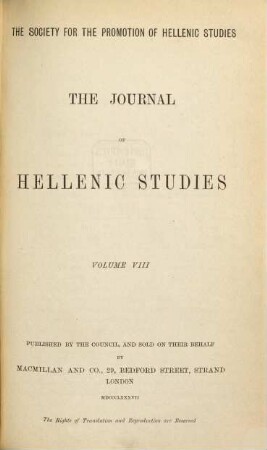 The journal of Hellenic studies. 8. 1887