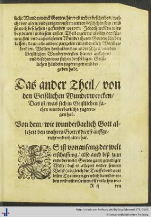 Das ander Theil von den Geistlichen Wunderwercken.