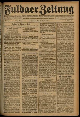 Erste Ausgabe vom Mittwoch, den 11. April 1917.