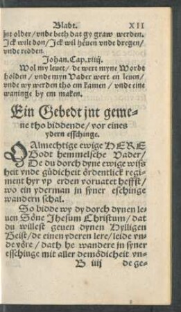 Ein Gebedt int gemene ...