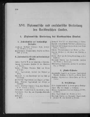 XVI. Diplomatische und consularische Vertretung des Norddeutschen Bundes.