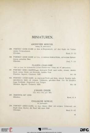 Miniaturen, Graphik (Nr. 289-313)