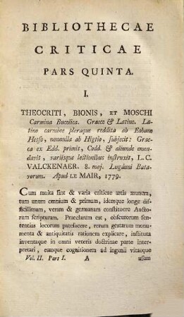 Bibliotheca critica, 2,1