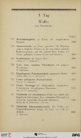 5. Tag. Waffen aus Privatbesitz (Nr. 717-872)