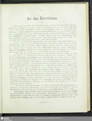An das Elternhaus