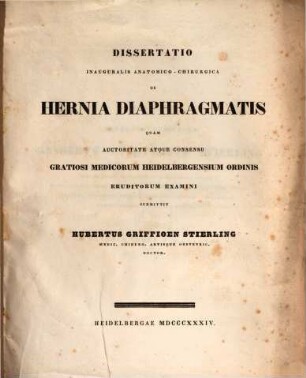 Dissertatio inauguralis anatomico-chirurgica De Hernia Diaphragmatis