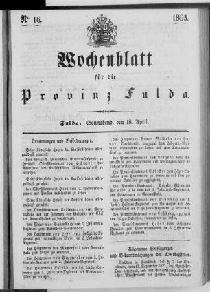 Nr. 16, Ausgabe vom 18. April 1863