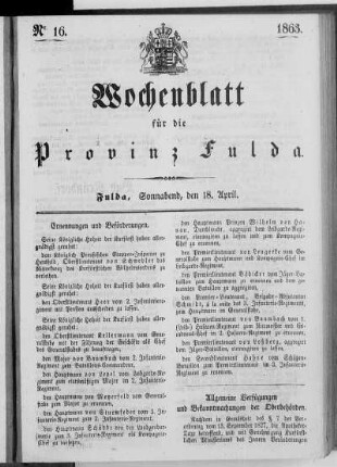 Nr. 16, Ausgabe vom 18. April 1863