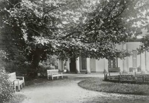 Großer Pavillon : Originalabzug mit Motiv Großer Pavillon auf dem Kamp in Bad Doberan", mit Stiften auf Untergrund befestigt