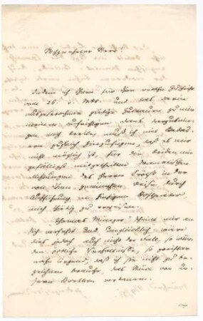 Korrespondenz von Franz von Dingelstedt an Unbekannt