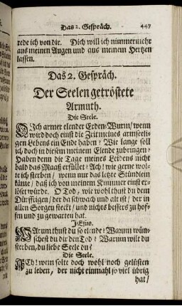 Das 2. Gespräch. Der Seelen getröstete Armuth.