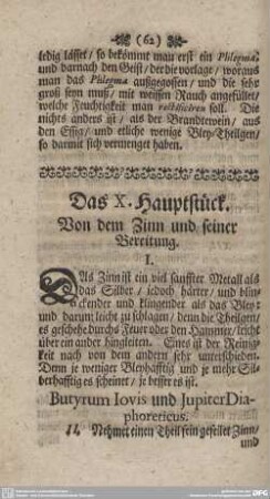 Das X. Hauptstück. Von dem Zinn und seiner Bereitung.