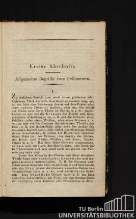 Erster Abschnitt. Allgemeine Begriffe vom Feldmessen